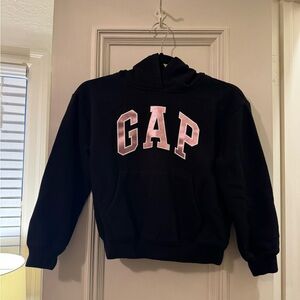 GAP Kids Black Hoodie Metallic Pink Logo
